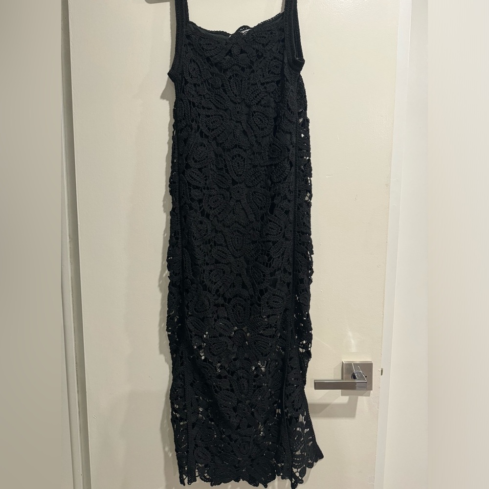 Black Zara half crochet maxi dress